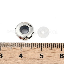 スターリングシルバーのカラフルなキュービックジルコニアのヨーロッパビーズ925個  ロンデルビーズ  蟹座  9.5x3.5mm  穴：4.5mm&nbsp;STER-R005-01AS-04