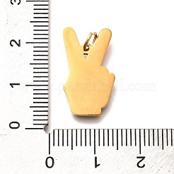 プライド 304 ステンレススチール エナメルペンダント  虹色  丸カン付き  はいジェスチャー  20x12x1.5mm  穴：3.5mm&nbsp;STAS-B079-01G-11