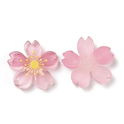 蓄光樹脂カボション  5枚の花/桜  ピンク  26x5mm&nbsp;RESI-G030-01B