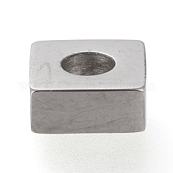 変色しにくい304ステンレススチールビーズ  正方形  ステンレス鋼色  7x7x3mm  穴：3mm&nbsp;STAS-K199-07P