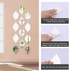 DIY 粘着アクリルミラーの壁の装飾  ティアドロップ  ホワイトスモーク  144x76x1mm  20個/セット&nbsp;DIY-WH0449-93