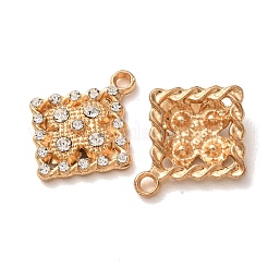 合金ラインストーンペンダント  菱形チャーム  ライトゴールド  22.5x19.5x4.5mm  穴：2mm&nbsp;RB-CBAA987-11KCG