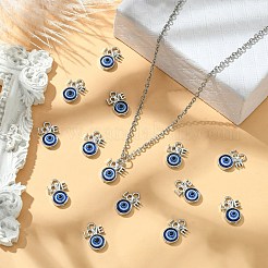 25個の合金ペンダント  樹脂と  言葉を持つナザールボンジュウ  ダークブルー  13.5x9x3mm  穴：1.8mm&nbsp;FIND-CJ0001-50