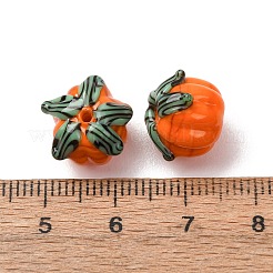 手作りランプワークビーズ  カボチャ  オレンジ  10x13x12.5mm  穴：1.2mm&nbsp;LA-CBAE4A5-01A