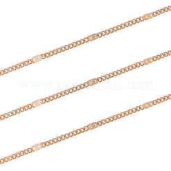 はんだ付けされた真鍮コーティングされた鉄のカーブチェーン  スプールで  ライトゴールド  1.5x1x0.5mm&nbsp;CH-CJ0001-01A-KCG