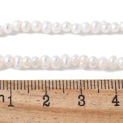 天然養殖淡水パールビーズ連売り  グレード4a+  ポテト  フローラルホワイト  2.8~3.2mm  穴：0.5mm  約140~142個/連  15.35~15.55''（39~39.5センチメートル）&nbsp;PEAR-I007-07G-01B