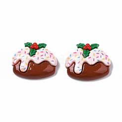 クリスマステーマの不透明樹脂デコデンカボション  ケーキ  サドルブラウン  22x27x8mm&nbsp;CRES-N021-119