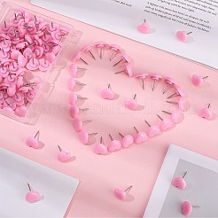 ハートのプラスチック押しピン  鉄ピンと  オフィス＆スクール用品  ショッキングピンク  11x12.5x17mm  100個/セット&nbsp;FIND-WH20003-88B