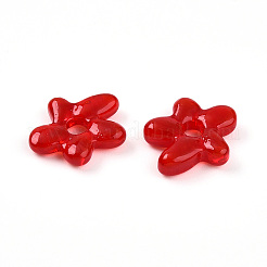 手作りランプワークビーズ  花  クリムゾン  18~18.5x17~17.5x4~5mm  穴：3~4mm&nbsp;LAMP-N024-38E