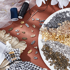 80セット5色の花の合金スナップロック留め金  衣料品アクセサリー用クロージャーソーイングファスナー  ミックスカラー  15x7x2mm  穴：1.2mm  16セット/カラー&nbsp;FIND-NB0004-03