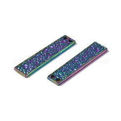 イオンプレーティング（IP）304ステンレスペンダント  テクスチャ  長方形のチャーム  虹色  30x7x1.5mm  穴：1.4mm&nbsp;STAS-I694-28MC