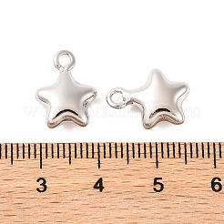 ラックメッキ真鍮チャーム  長持ちメッキ  スター  プラチナ  14x11x5mm  穴：1.8mm&nbsp;KK-H486-18P