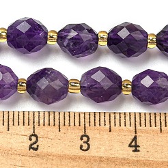 天然石アメジストビーズ連売り  多面カット  オーバル  シードビーズで  8~9x6~8mm  穴：1~1.2mm  約17~19個/連  7.09~7.87インチ（18~20cm）&nbsp;G-N342-54