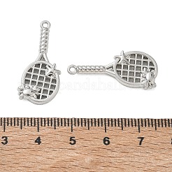 合金ペンダント  カニのお守りが付いたラケット  ラックめっき  カドミウムフリー＆鉛フリー  プラチナ  28x13x3mm  穴：1.4mm&nbsp;AL-CBA5609-16P