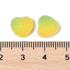 模造キャンディ食品スタイルの樹脂カボション  ハート  グラデーションカラー  ゴールド  9.5x10x5mm&nbsp;RESI-R461-01C