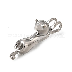 304ステンレスペンダント  猫の形のチャーム  ステンレス鋼色  10x31x7.5mm  穴：5.5x4mm&nbsp;SA-CBAA2E4-03P