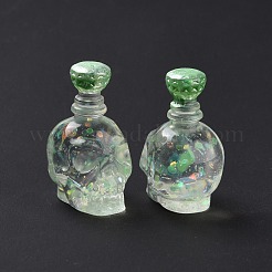 ダミーボトル透明レジンカボション  スパンコール  芝生の緑  27x18.5x14.5mm&nbsp;RESI-E025-04B