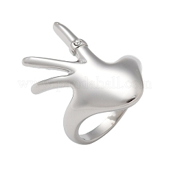 ジェスチャー 304 ステンレススチール ラインストーン 指輪 女性用  ステンレス鋼色  27mm  内径：17mm&nbsp;RJEW-M048-02P