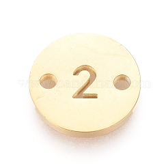 304ステンレススチールリンク  イオンプレーティング（ip）  クラフトジュエリー作成用  フラットラウンド  ゴールドカラー  NUM。2  10x1mm  穴：1.4mm&nbsp;STAS-G216-02G