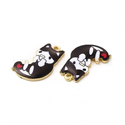 ラックメッキ合金ペンダント  印刷  鉛フリー＆カドミウムフリー＆ニッケルフリー  猫のチャーム  ライトゴールド  ブラック  21x14x2.5mm  穴：1.8mm&nbsp;FIND-H043-06LG-02
