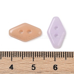 2穴ガラスボタン  菱形  ミックスカラー  15x9x3mm  穴：1.6mm&nbsp;PORC-R010-08