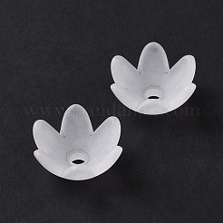 6枚の花弁透明アクリルビーズキャップ  艶消し  花  ホワイトスモーク  14x13x6mm  穴：2.2mm  約2173個/500g&nbsp;OACR-A017-10