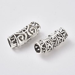 チベット風合金チューブビーズ  カーブ  中空  アンティークシルバー  25.5x9mm  穴：7mm&nbsp;LS-PALLOY-WH0067-12AS