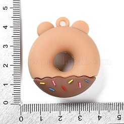 ポリ塩化ビニールのプラスチックチャーム  クマのドーナツ  バリーウッド  41x36x13mm  穴：3mm&nbsp;KY-S173-01B-02