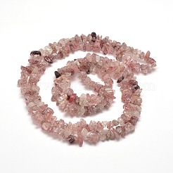 天然なイチゴクォーツチップビーズ連売り  5~8x5~8mm  穴：1mm  約31.5インチ&nbsp;X-G-M205-59