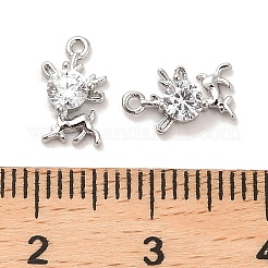 真鍮製ガラスチャーム  鹿  プラチナメッキ  9.5x6x2.5mm  穴：0.9mm&nbsp;KK-C054-20P