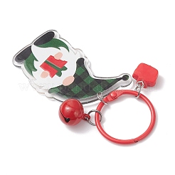 クリスマスのアクリルと樹脂のペンダント装飾  合金キーホルダークラスプ付き  gnome  85mm&nbsp;HJEW-JM04303-02