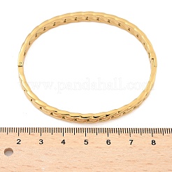 女性用304ステンレススチールヒンジ付きバングル  イオンプレーティング（ip）  14KGP本金メッキ  内径：2x2-3/8インチ（5.05x5.9cm）&nbsp;AJEW-P127-26G