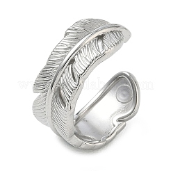 女性用304ステンレススチールカフオープンリング  羽  ステンレス鋼色  10mm  内径：18.6mm&nbsp;RJEW-L341-03B-P