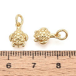 真鍮チャーム  カメのチャーム  丸カン付き  18KGP本金メッキ  11x8x3mm  穴：3mm&nbsp;KK-T073-62G