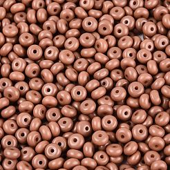 オペークガラスシードビーズ  丸い穴  ロンデル  シエナ  4~4.5x2~3mm  穴：0.9~1mm  約6430個/ポンド&nbsp;SEED-N012-09A-15