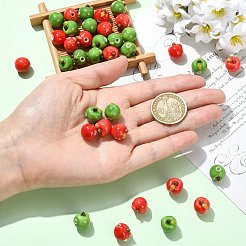 40 個 2 色の手作り磁器ビーズ  りんご  ファミーユは磁器バラ  ミックスカラー  12.5x11.5x12mm  穴：2.5mm  20個/カラー&nbsp;PORC-CJ0001-51