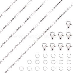 変色しにくい304ステンレススチールアズキチェーンのDIYジュエリーキット  ステンレス鋼色  2x1.6x0.4mm&nbsp;DIY-PJ0001-41A
