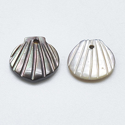 黒リップシェルペンダント  シェル  9.5~10.5x10~11x2~3mm  穴：1mm&nbsp;SSHEL-S260-097A