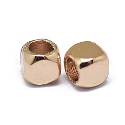 ラックメッキ真鍮スペーサービーズ  長持ちメッキ  キューブ  ローズゴールド本金メッキ  1.8x1.8x1.8mm  穴：1.2mm&nbsp;X-KK-F801-11-RG