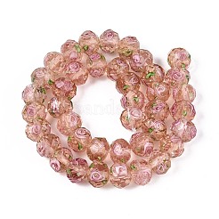 手作りの蓄光ビーズの連売り  ロンデル  インナー花と  多面カット  ダークサーモン  9~10x7~8mm  穴：1~1.6mm  約40個/連  12.01インチ（30.5cm）&nbsp;LAMP-N037-01C