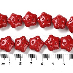 合成サンゴビーズ連売り  染め  スター  レッド  15.5x15.5x8mm  穴：1mm  約26個/連  13.98~14.17インチ（35.5~36cm）&nbsp;G-C103-A01-01