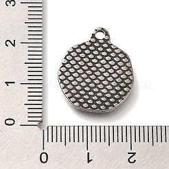 304ステンレスペンダント  エンジェルチャーム付きフラットラウンド  アンティークシルバー  21x18x2mm  穴：2mm&nbsp;STAS-P371-038AS