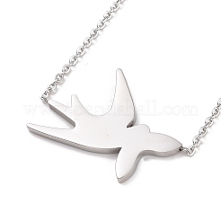カラフルなエナメル ツバメと魚のペンダント ネックレス  女性用304ステンレスジュエリー  ステンレス鋼色  18.82インチ（47.8cm）&nbsp;NJEW-G019-01P