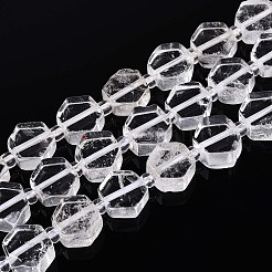 天然石クオーツクリスタルビーズ連売り  六角  水晶  シードビーズで  8~10x8~10x4~5mm  穴：0.9~1mm  約18~19個/連  7.68~8.07''（19.5~20.5センチメートル）&nbsp;G-P534-A23-01