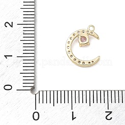 真鍮マイクロパヴェピンクキュービックジルコニアチャーム  ムーンチャーム  ゴールドカラー  12x10x2mm  穴：1mm&nbsp;CU-CBAFF5B-20G