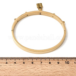 304ステンレススチールチャームバングル  女性用スパイク付きヒンジバングル  ロック  イオンプレーティング（ip）  長持ちメッキ  ゴールドカラー  内径：2.36x1.99インチ（6x5.05cm）&nbsp;BJEW-H644-12G