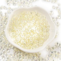 内側の色のフリンジガラスシードビーズ6/0個  ティアドロップ  淡黄色  4.5~5x3.5~4x4~5mm  穴：1mm  約88個/10g&nbsp;X1-SEED-A034-03I