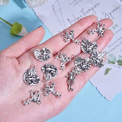 100個5スタイルチベットスタイル合金チャーム  カエル  アンティークシルバー  13~26x9~18x2~3mm  穴：1.5~2mm  20個/スタイル&nbsp;FIND-SZ0002-84