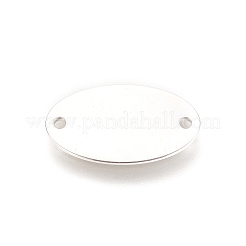真鍮製コネクター  オーバル  銀色のメッキ  15x9x0.5mm  穴：1mm&nbsp;LS-KK-WH0033-24S
