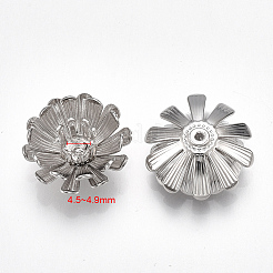真鍮製ビーズキャップ  花  ニッケルフリー  プラチナメッキ  15x7mm  穴：0.8mm  内径：4.5~4.9mm&nbsp;KK-T038-123P